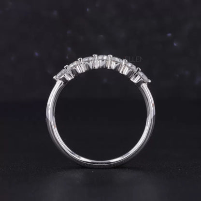 Three Stone Oval Cut Moissanite Bridal Ring Set