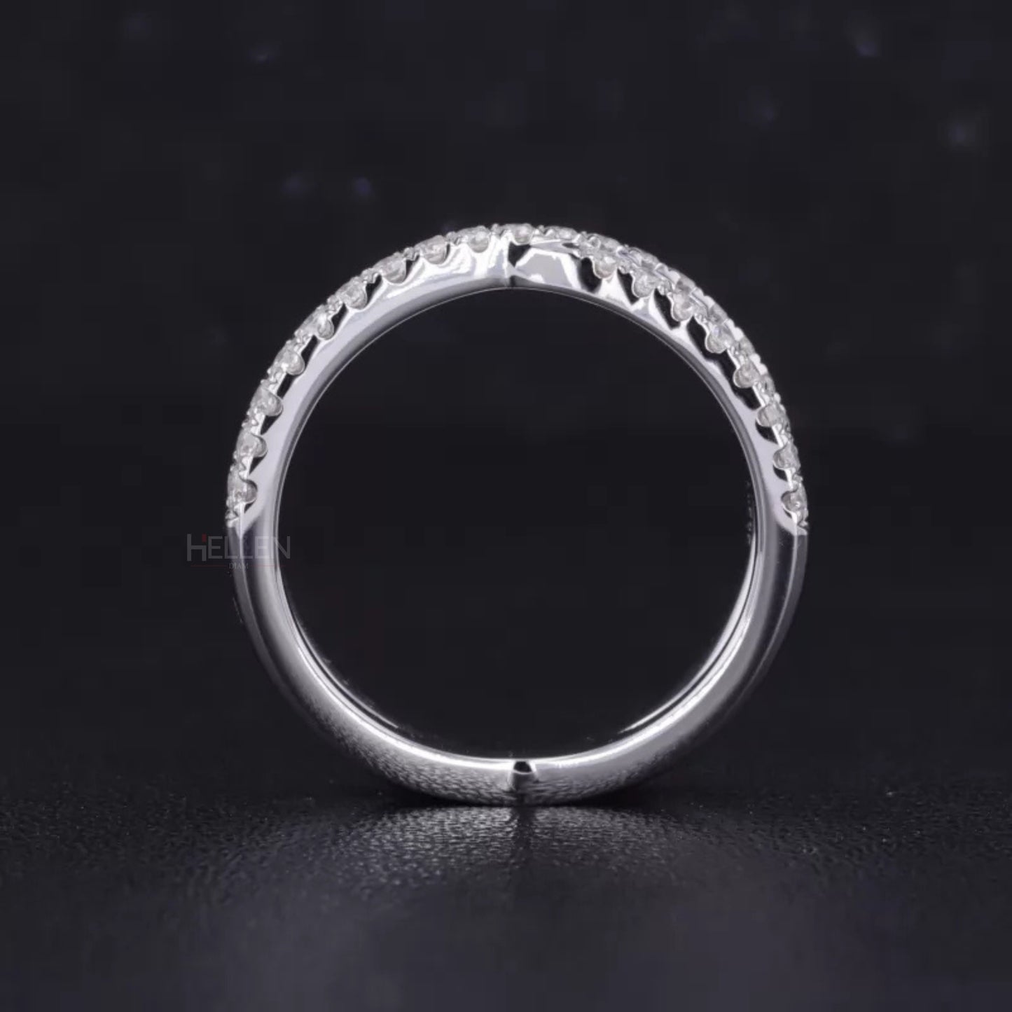 Marquis Solitaire Crossed Shank Ring with Stackable Eternity Band