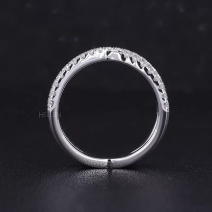 Marquis Solitaire Crossed Shank Ring with Stackable Eternity Band