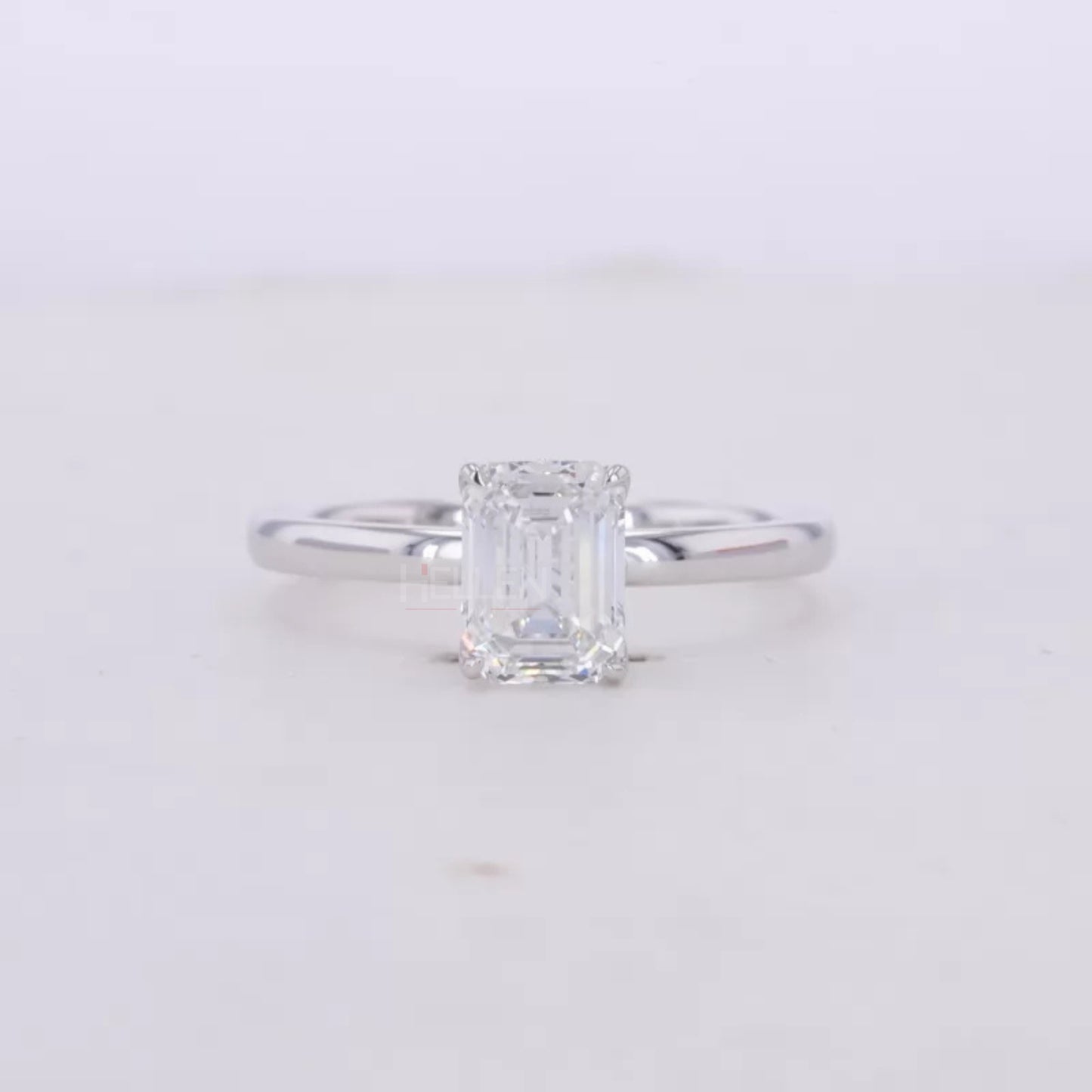 Emerald Cut Solitaire Moissanite Sterling 925 Engagement Ring