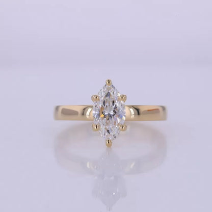 Marquise Colourless Moissanite Solitaire Engagement Ring