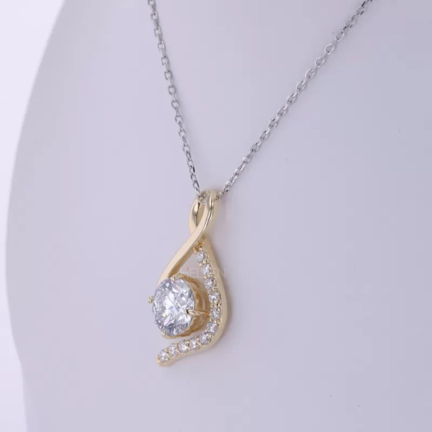 Twisted Round Cut Solitaire Moissanite Moms Necklace