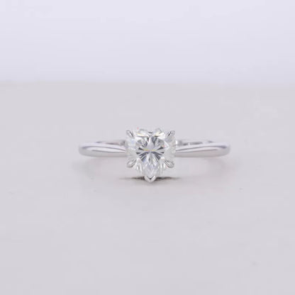 Heart Cut Solitaire Moissanite Claws Prong Sterling 925 Engagement Ring