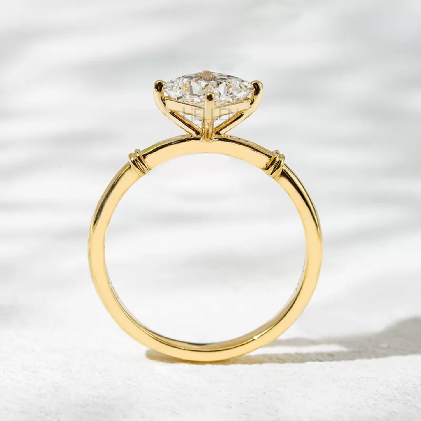 Unique Setting Princess Cut Solitaire Moissanite Engagement Ring