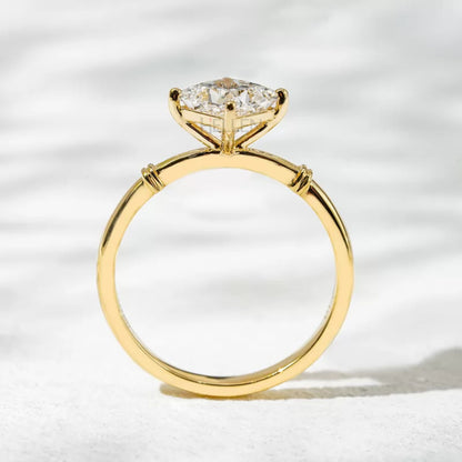 Unique Setting Princess Cut Solitaire Moissanite Engagement Ring