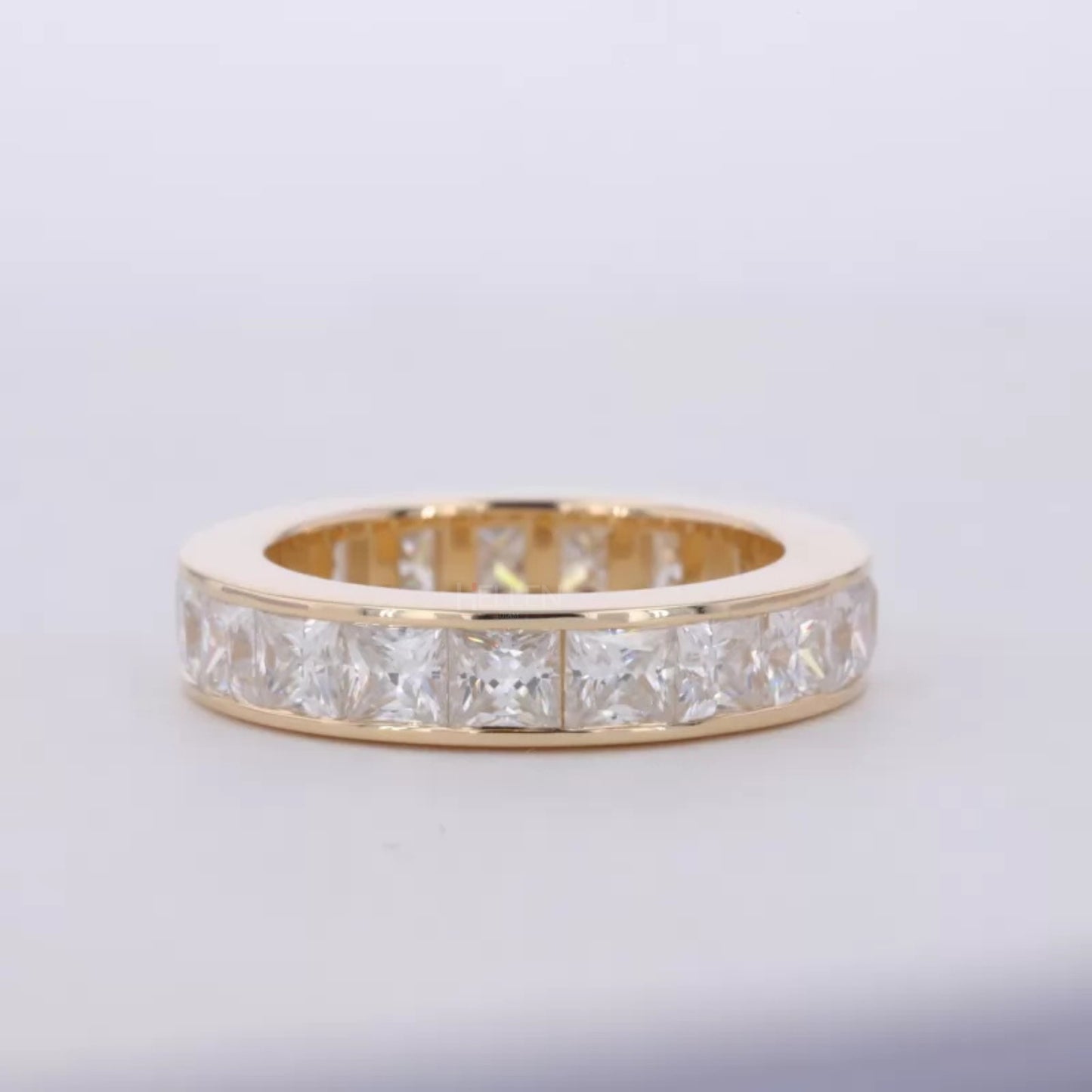 Princess Cut Moissanite Channel Setting Full Eternity Wedding Band