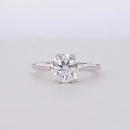Round Cut Solitaire Moissanite Sterling 925 Engagement Ring