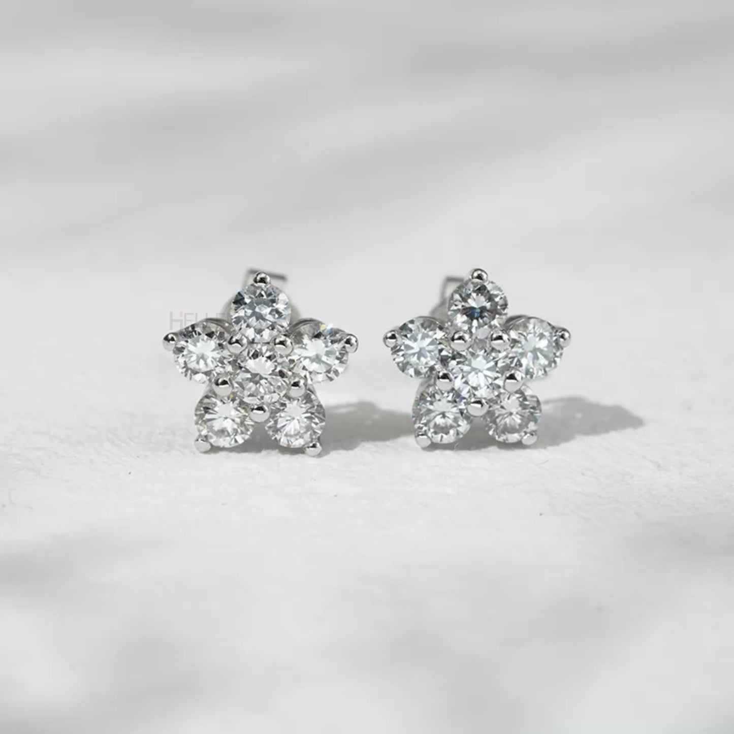 Floral Cluster 925 Silver Moissanite Studs