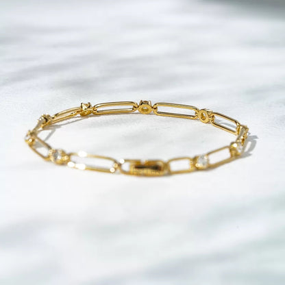 Dazzling Paper Clip Moissanite Linking Loose Bracelet