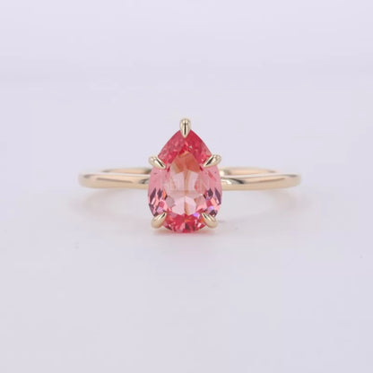 Pear Cut Gemstone Solitaire Engagement Ring- Sterling 925 Silver