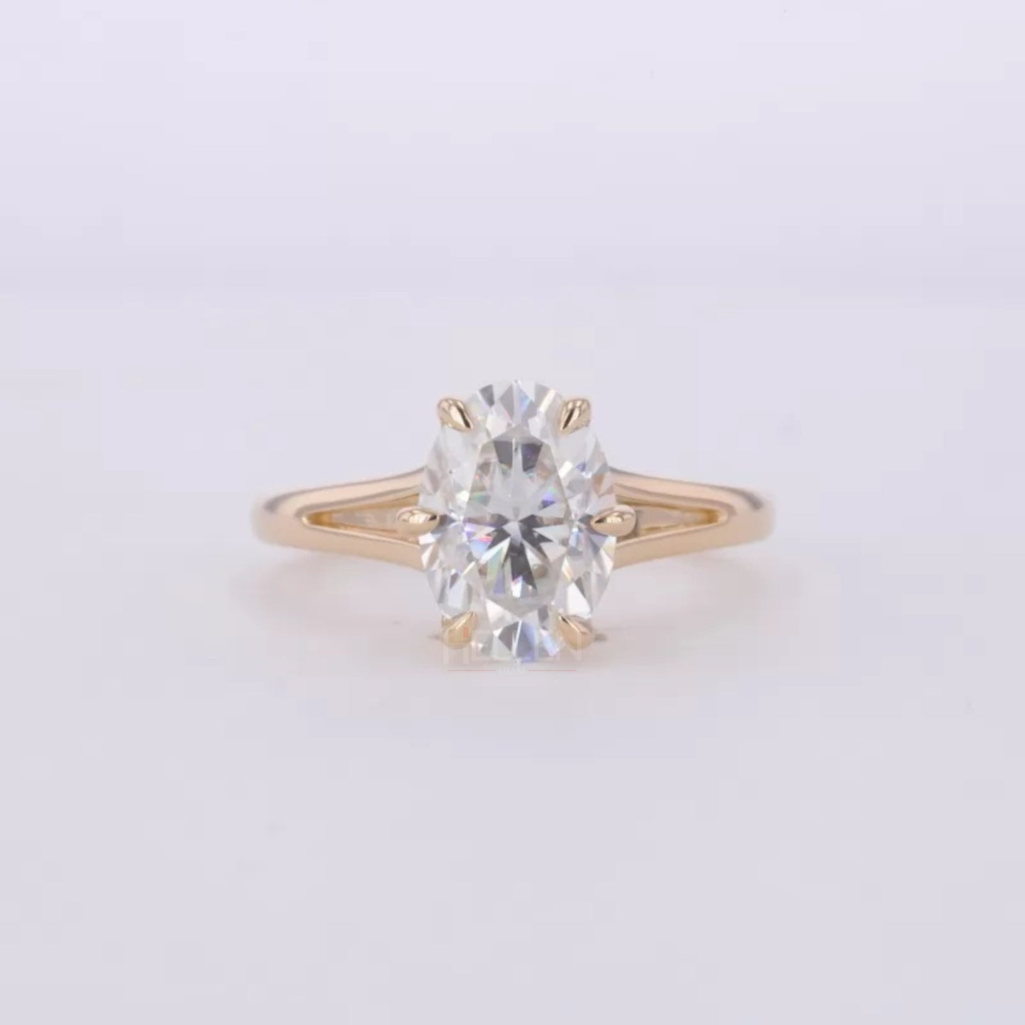 Oval Solitaire Moissanite Engagement Ring with Eagle Claw Prongs