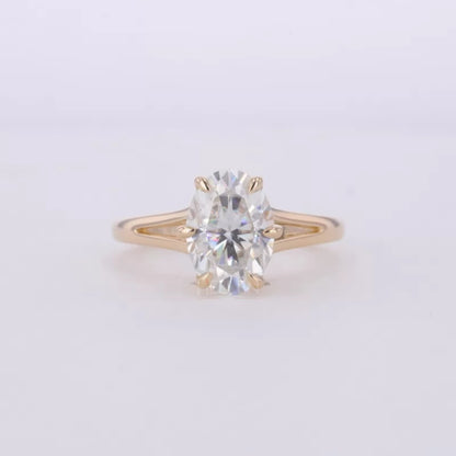 Oval Solitaire Moissanite Engagement Ring with Eagle Claw Prongs