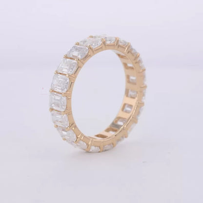 Emerald Cut Full Eternity Wedding Band With strong Common Prongs