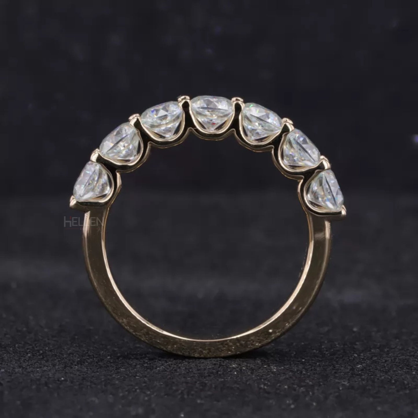 7 stone Anniversary Band with Round Moissanite