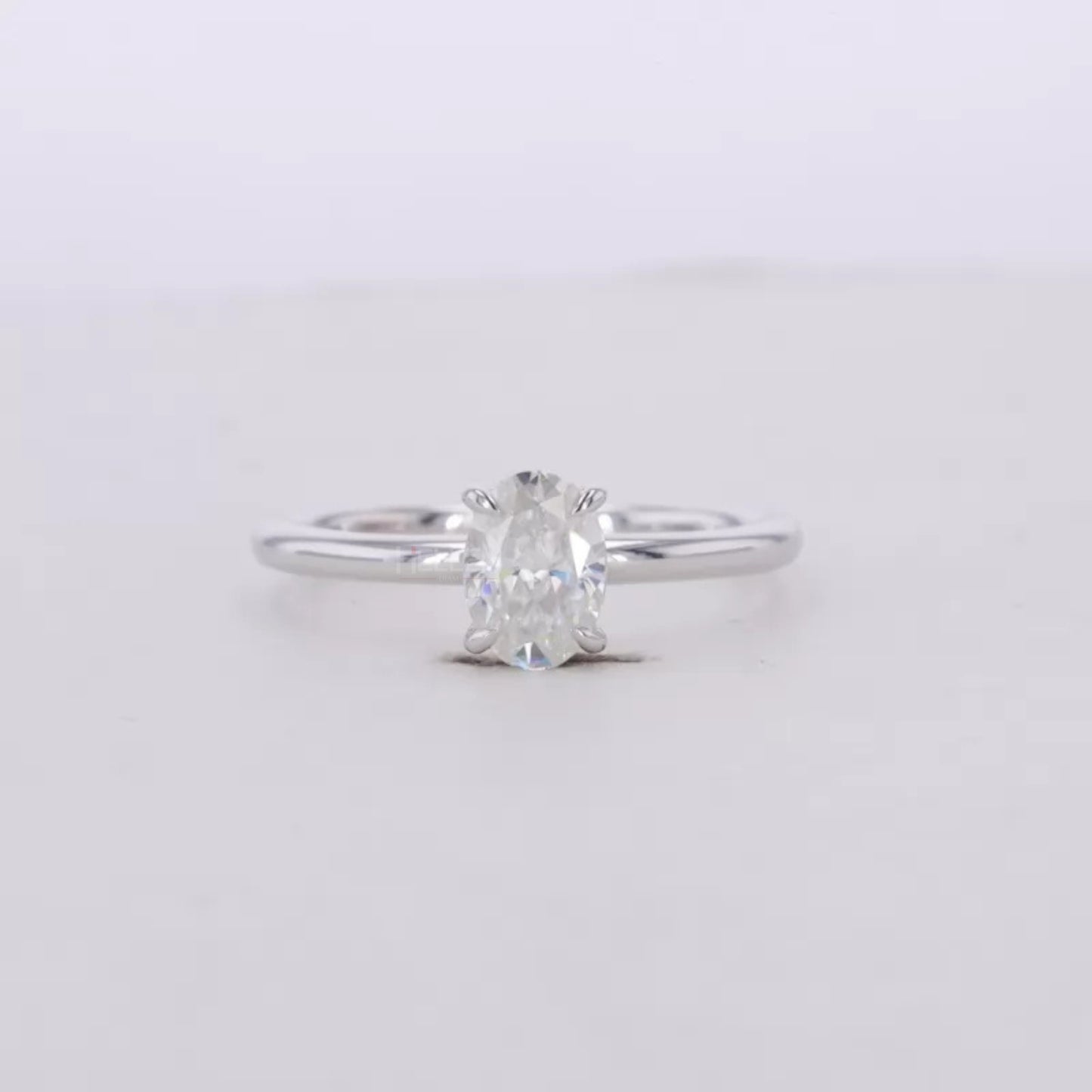 Oval Cut Solitaire Moissanite Tiger Prongs 925 Silver Engagement Ring
