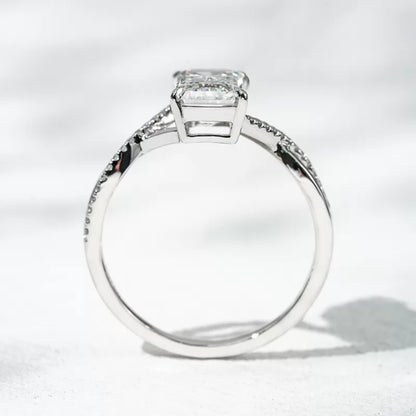 Emerald Solitaire With Crossed Shank Wedding Ring