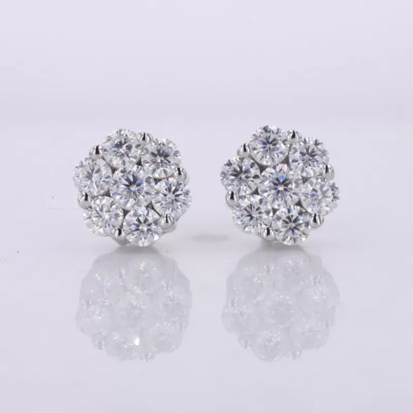 Floral Cluster 925 Silver Brilliant Cut  Moissanite Studs