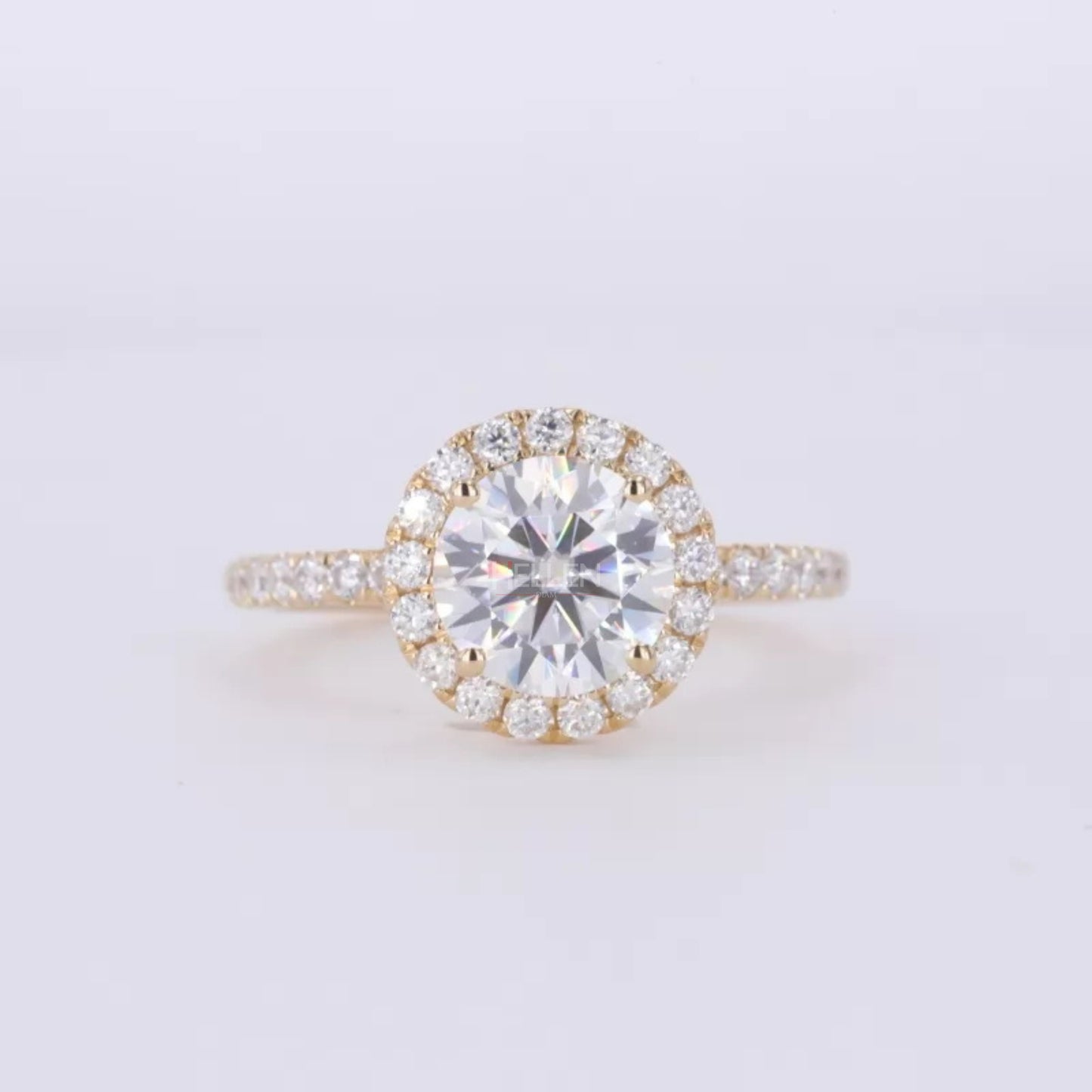 Brilliant Round Cut Solitaire Moissanite Halo Engagement Ring