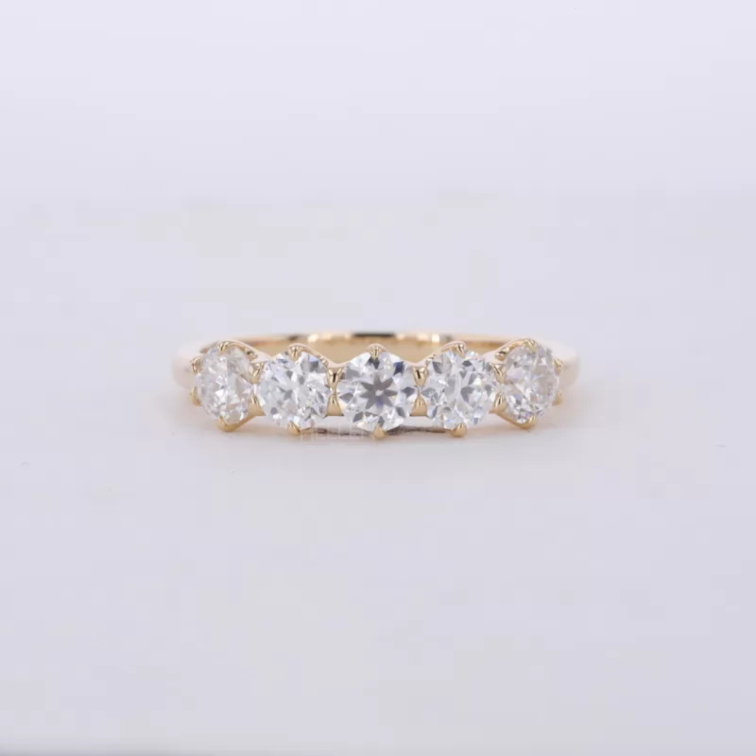 Five stone Round Brilliant Cut Moissanite Anniversary Band