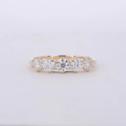 Five stone Round Brilliant Cut Moissanite Anniversary Band
