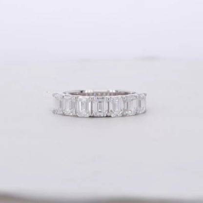 Emerald Cut  Moissanite Sterling 925 Anniversary Band