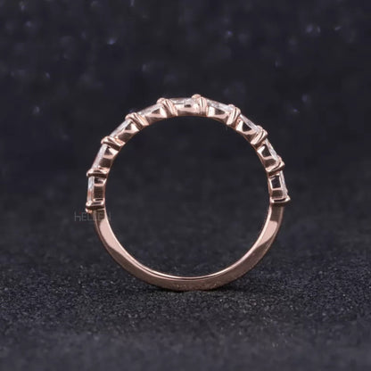 Half Eternity Band With Marquise Shape Moissanite