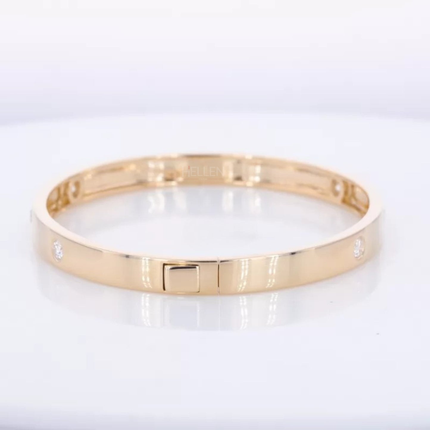 Gold-Plated Moissanite Iconic Band Bangle Bracelet
