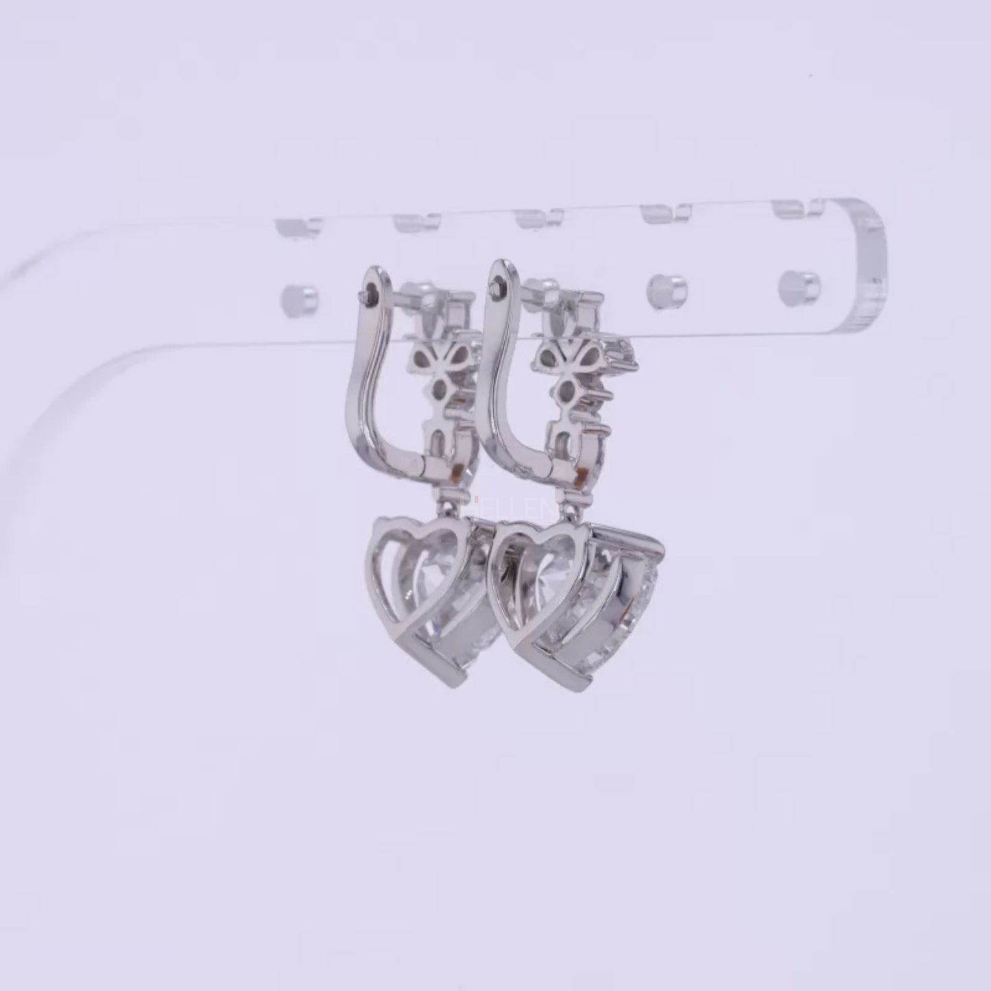 Heart Cut Moissanite Drop Earrings - Elegant Sterling Silver Dangle Earrings