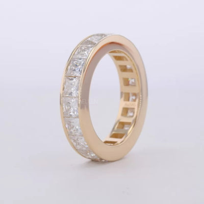 Princess Cut Moissanite Channel Setting Full Eternity Wedding Band