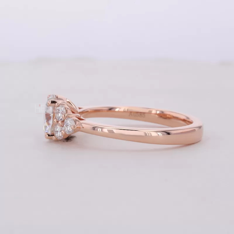 Round Moissanite Solitaire vintage Cluster Ring