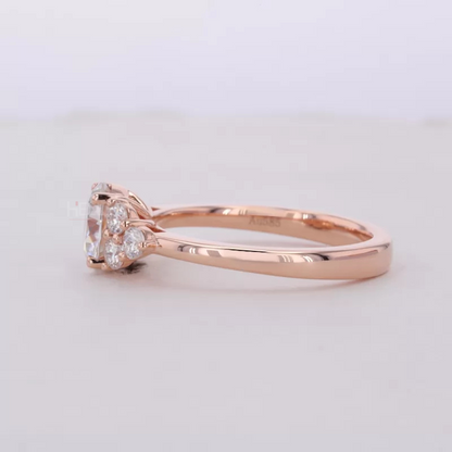 Round Moissanite Solitaire vintage Cluster Ring
