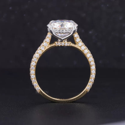 Round Solitaire Ring with Stackable Half Eternity Wedding Band