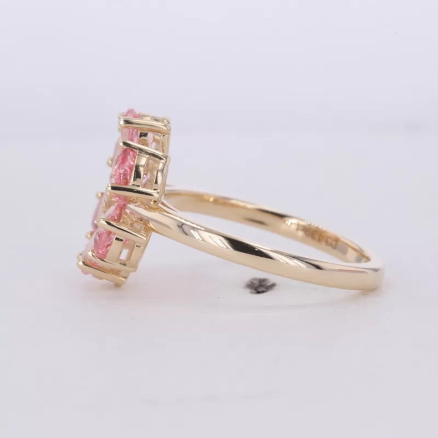 Pink Sapphire Pear cut Gemstone Blossom Fall Season Ring