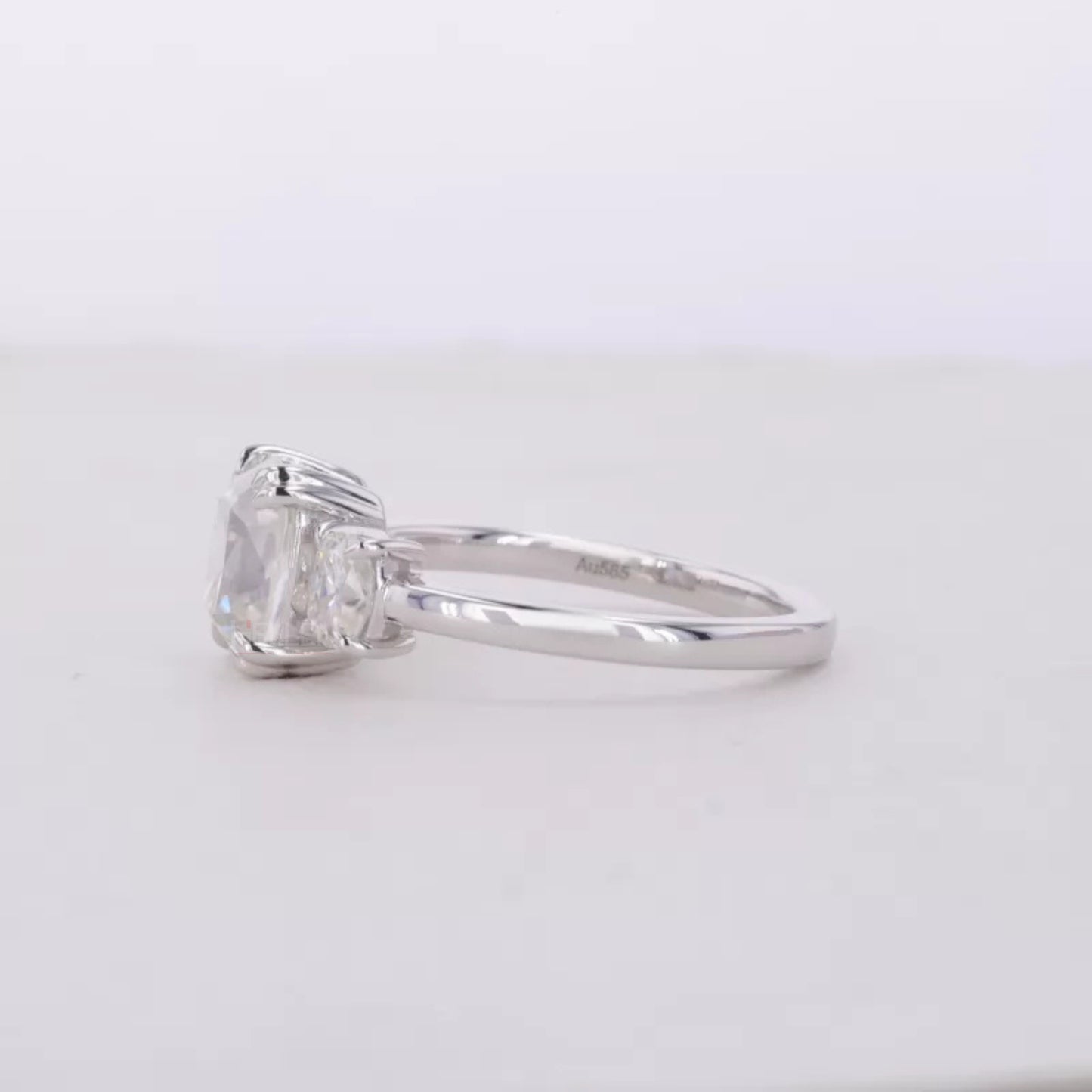 Cushion Old Mine Cut 3 Stone Bridal Ring