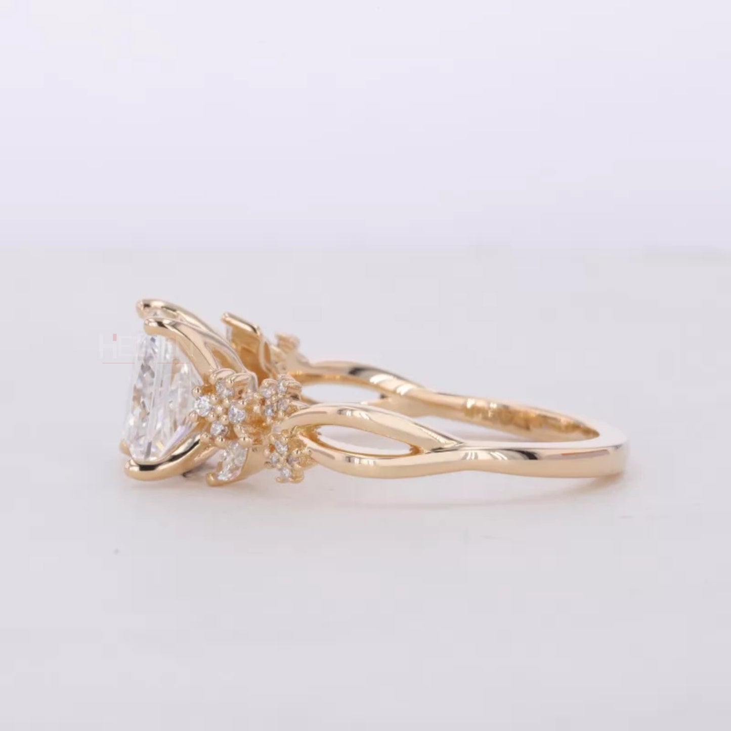 Solitaire Princess Antique Shank Engagement Ring