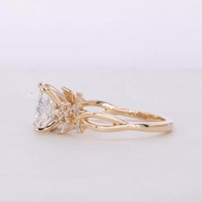 Solitaire Princess Antique Shank Engagement Ring