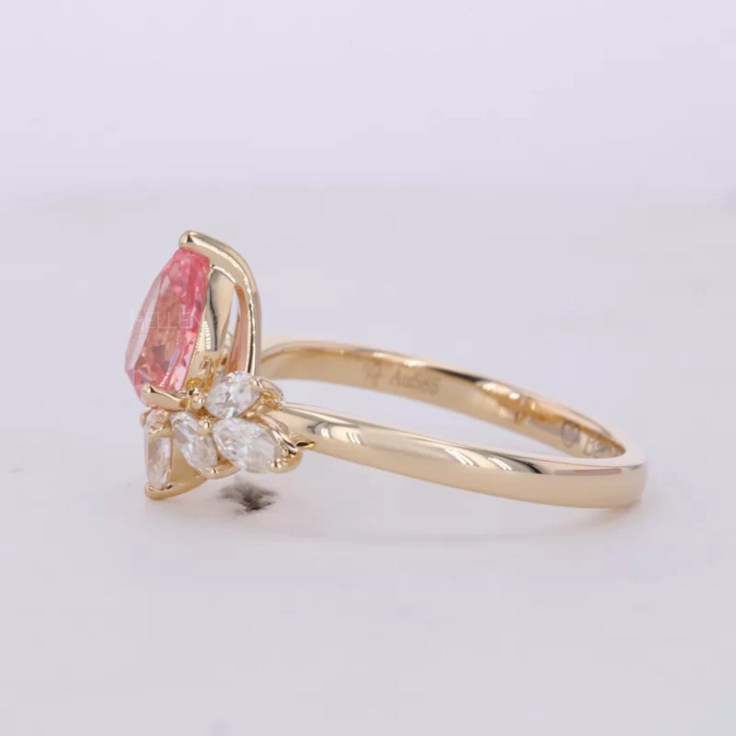 Pink Sapphire Pear Cut Gemstone & Moissanite Flower Proposal Ring