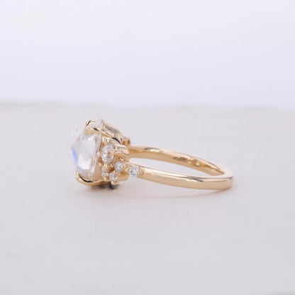 Modified Cut Oval Upside-Down Moissanite Engagement Ring