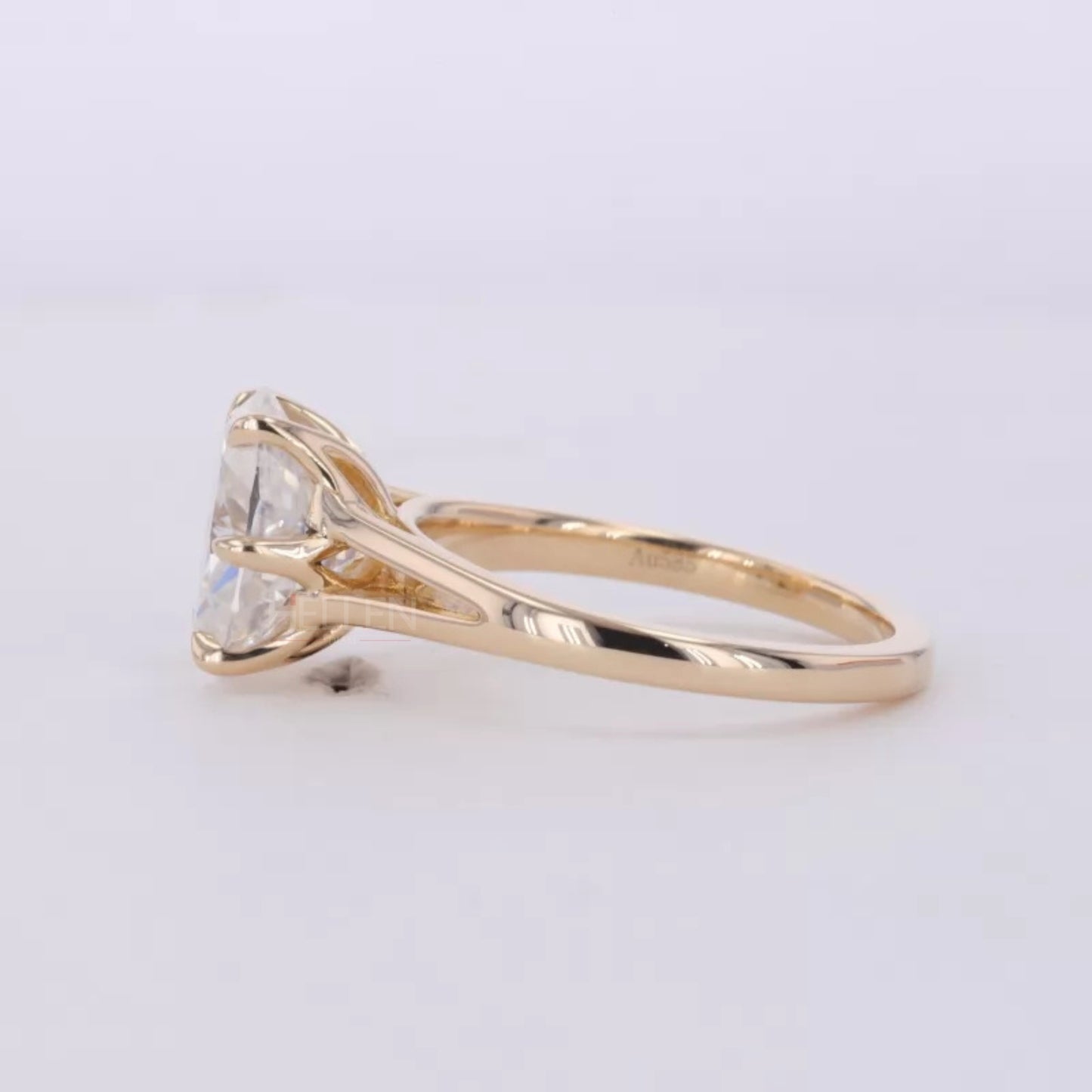 Oval Solitaire Moissanite Engagement Ring with Eagle Claw Prongs