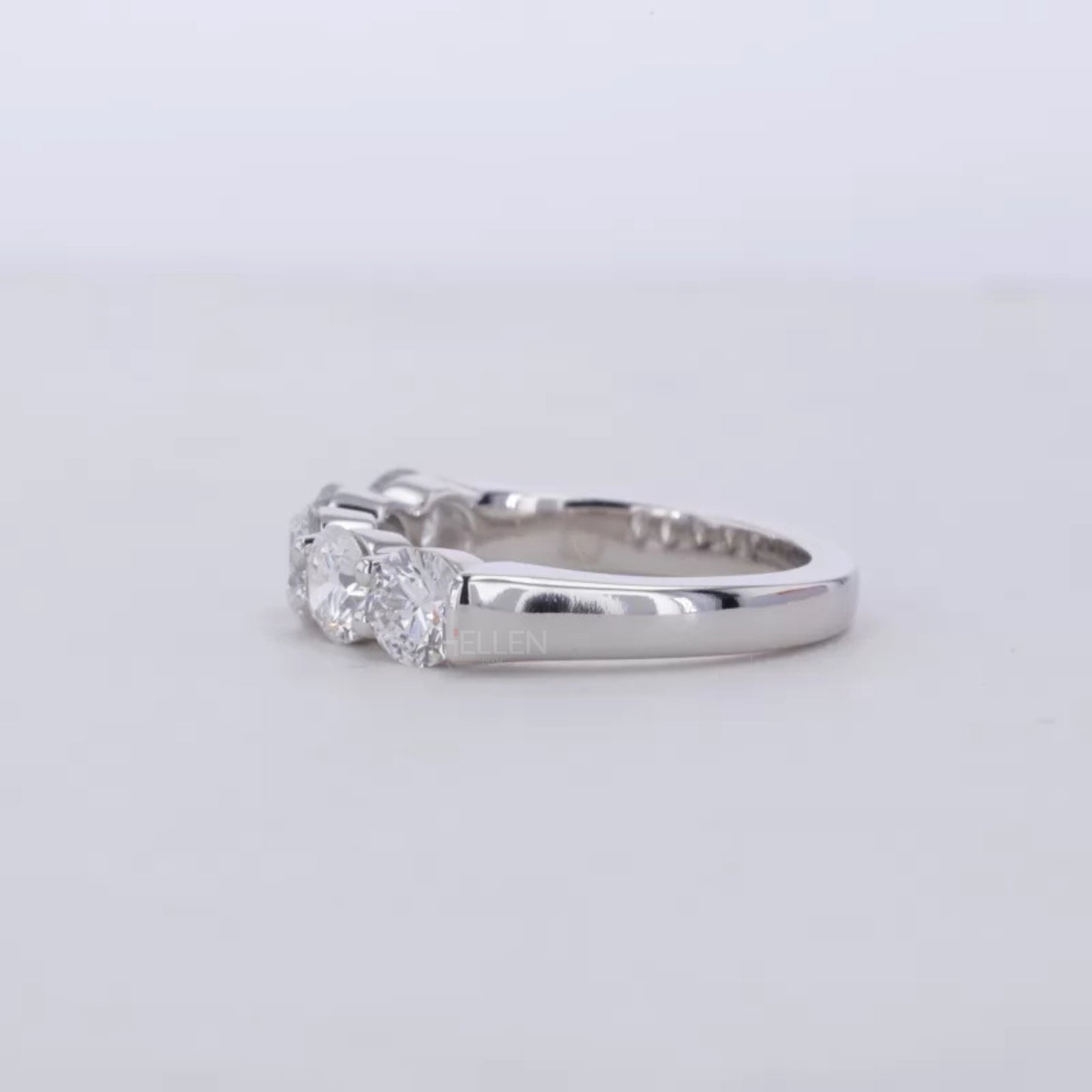Brilliant Round Cut Five Stone Moissanite Wedding Band