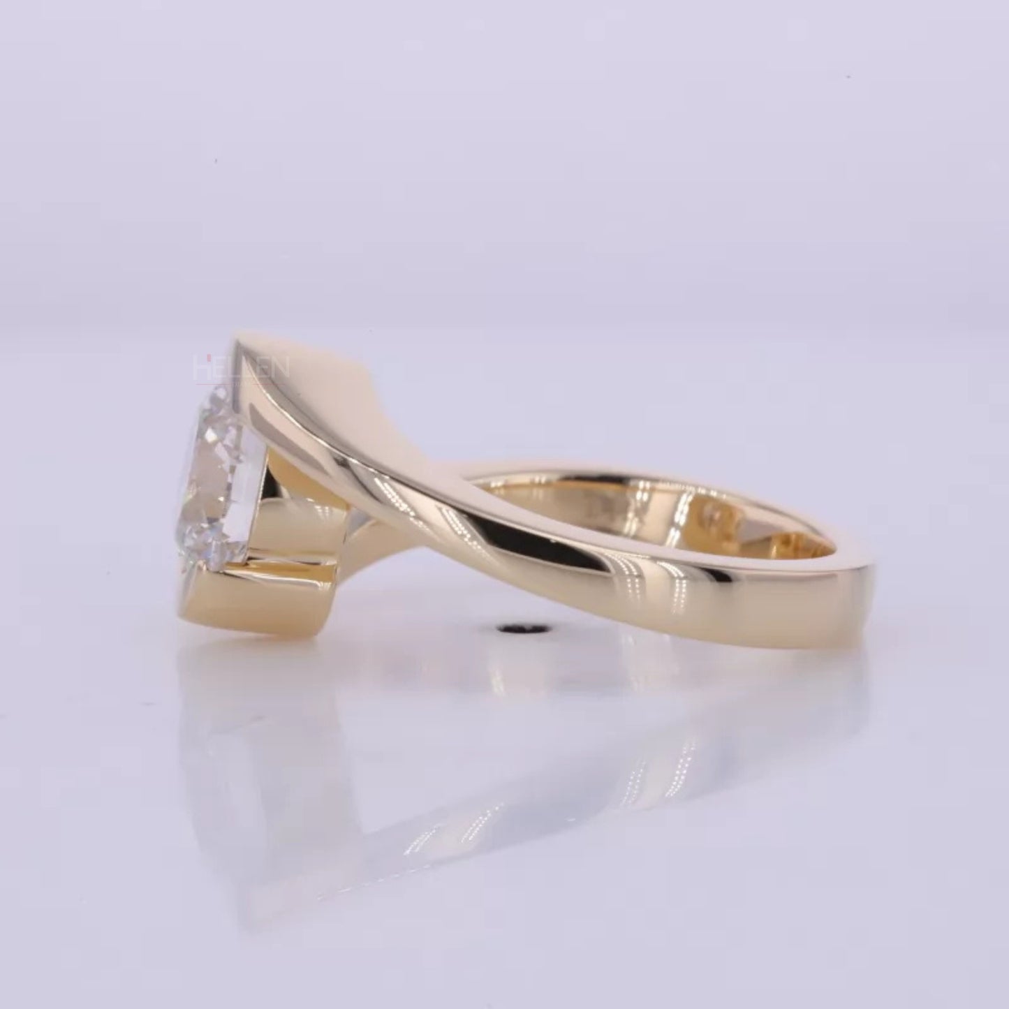 Unique Twisted Round Cut Solitaire Moissanite Engagement Ring