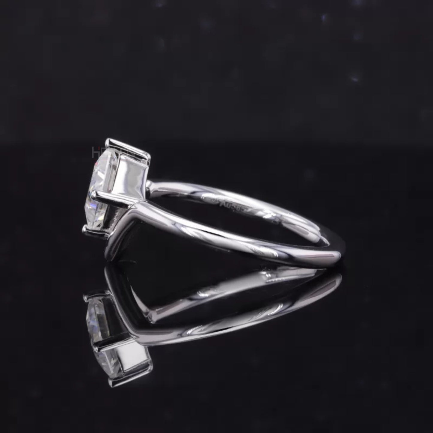 Princess Cut  Moissanite Solitaire Unique V Proposal Ring