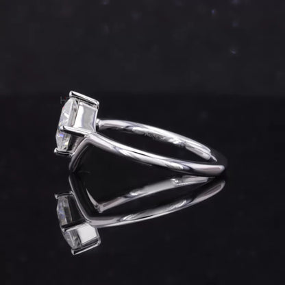 Princess Cut  Moissanite Solitaire Unique V Proposal Ring