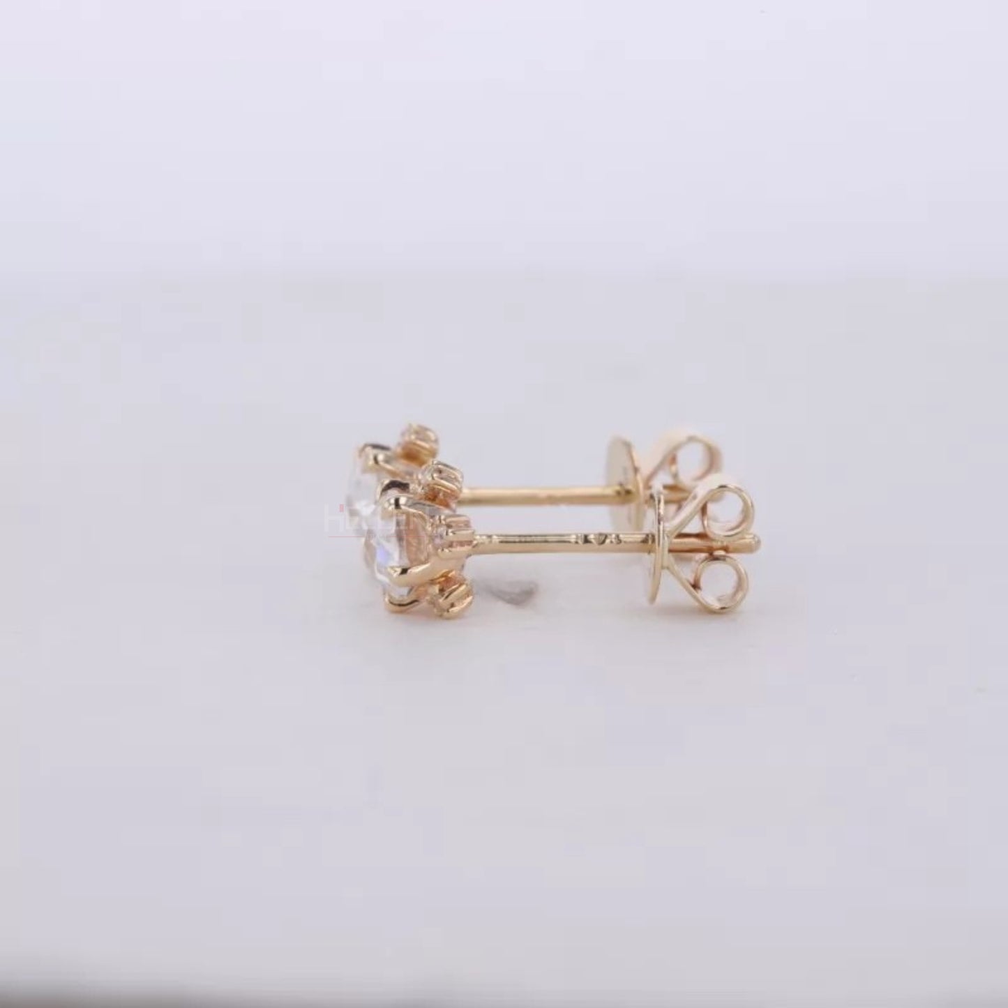 Dainty Snow Inspired Round Rose Cut Moissanite Studs