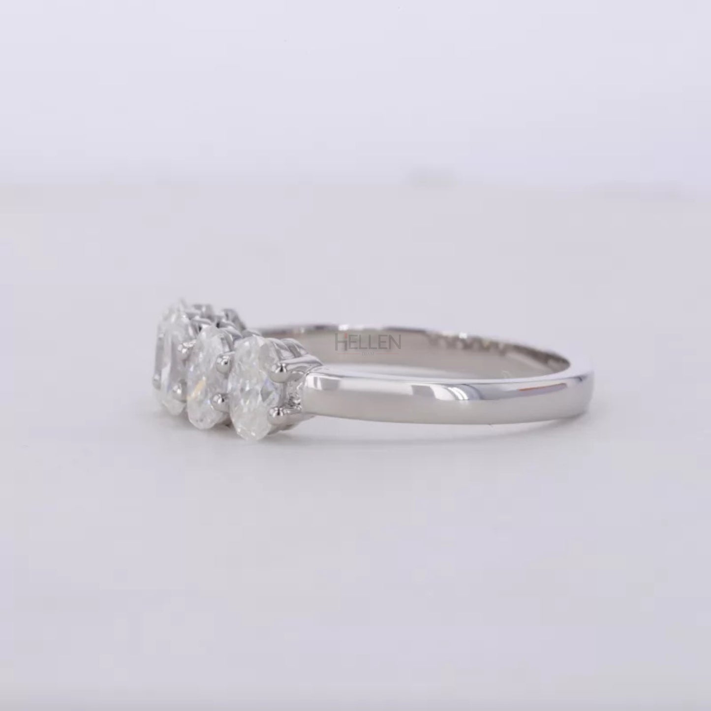 Brilliant Oval Cut Five Stone Moissanite Anniversary Ring