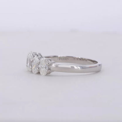 Brilliant Oval Cut Five Stone Moissanite Anniversary Ring
