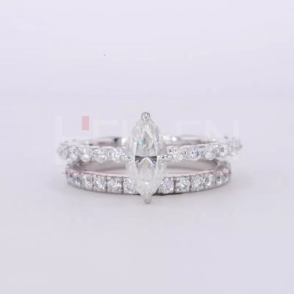 Marquise Solitaire Ring with Stackable Half-Round Eternity Band