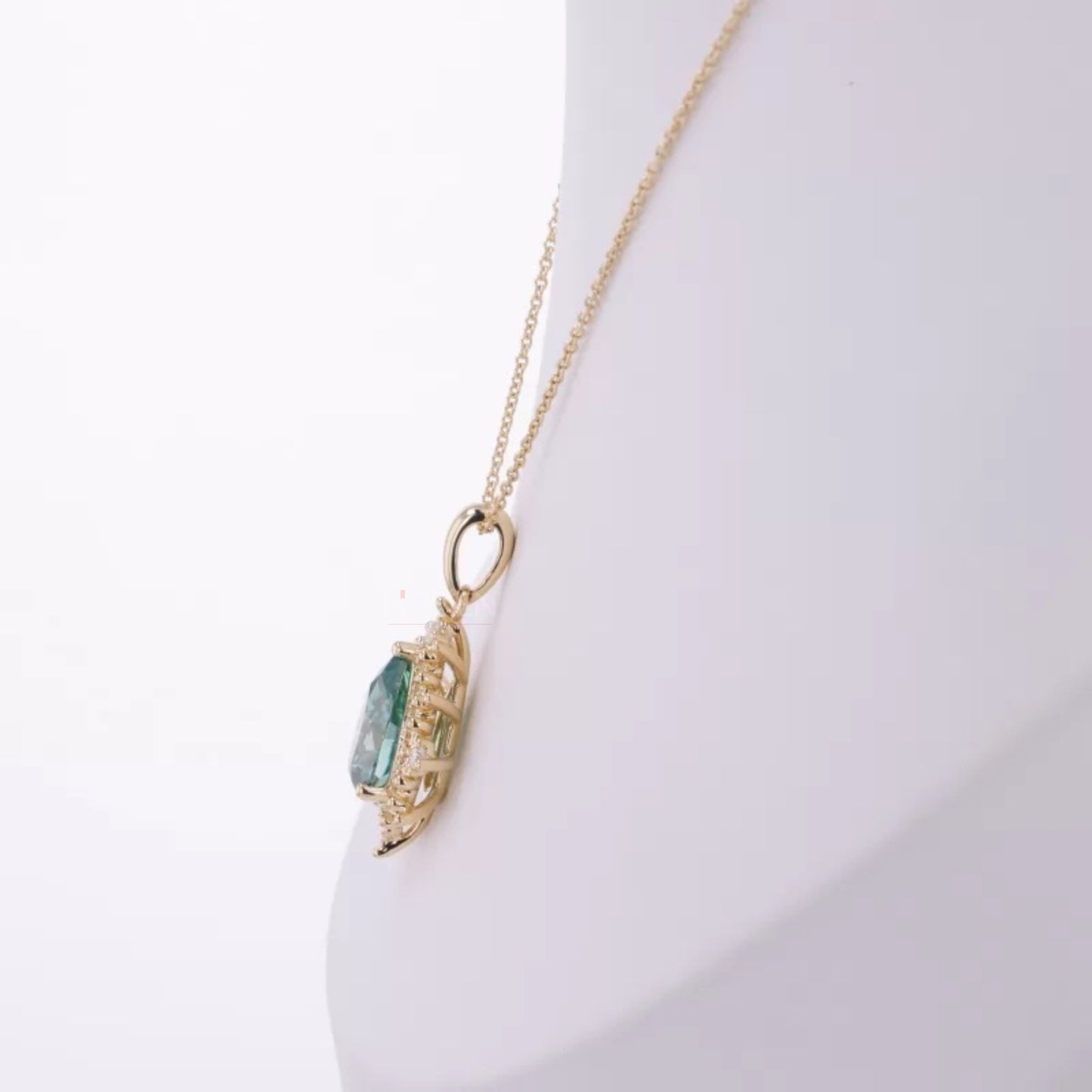 Sparkling Pear Cut Green Moissanite Necklace for Bridesmaid Gift