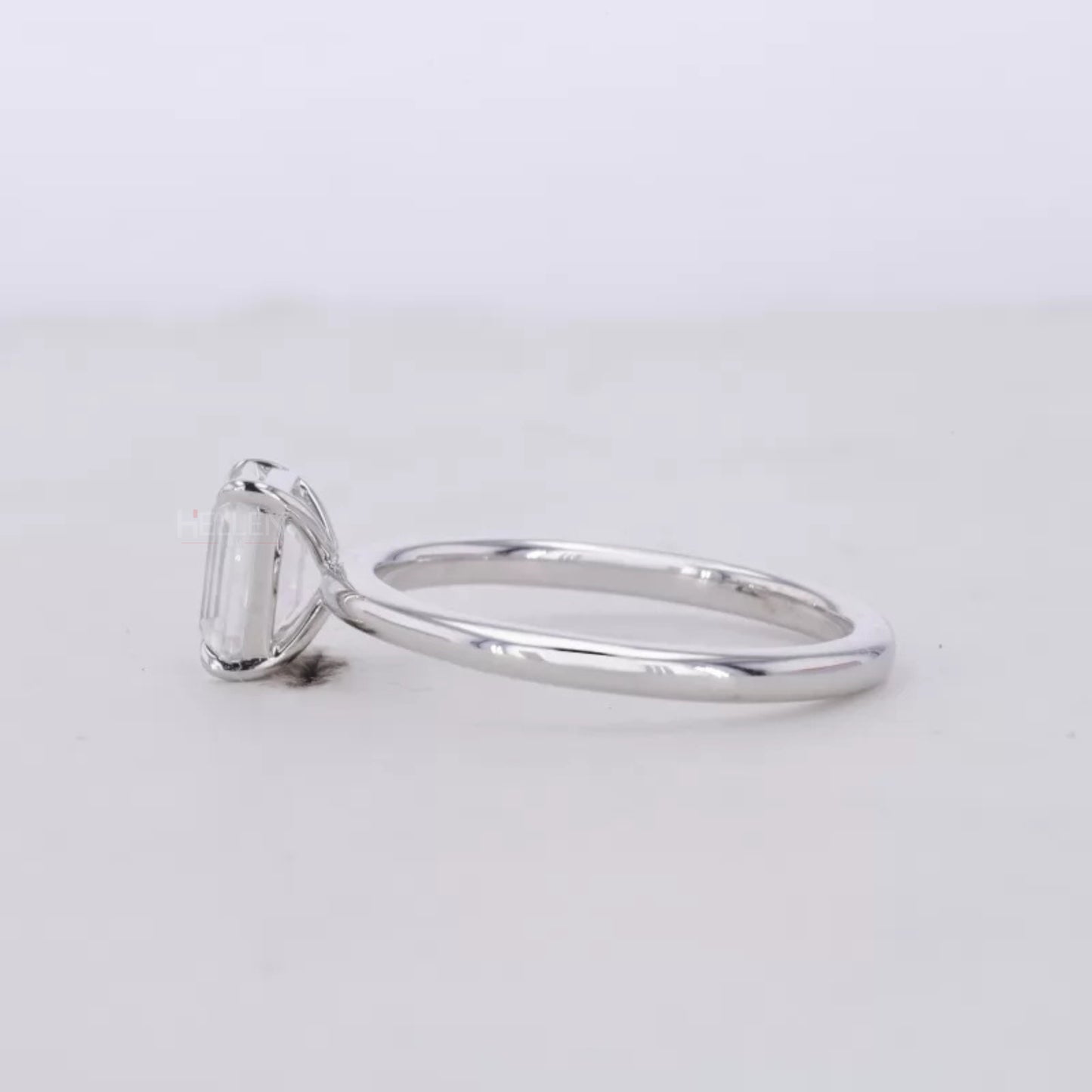 Emerald Cut Moissanite Solitaire with Tiger Prongs 925 Silver Ring