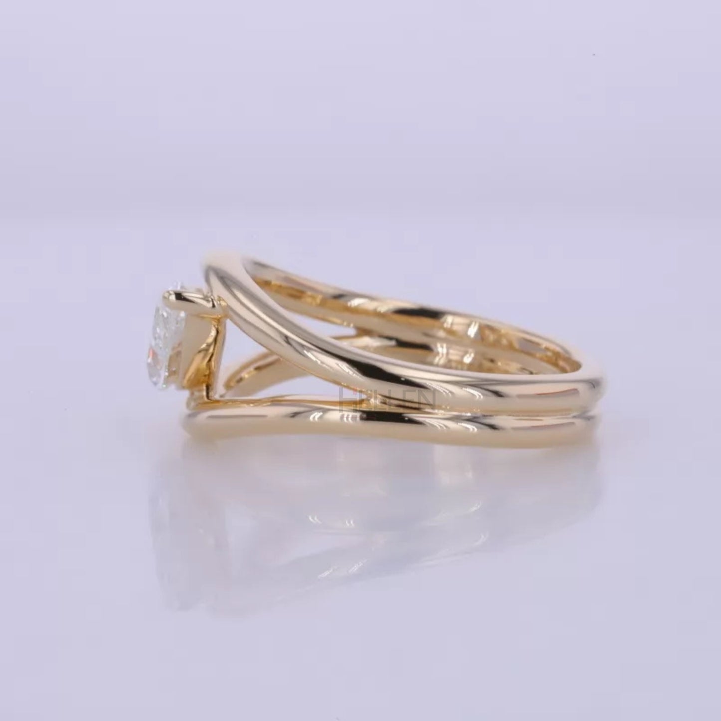 Split Shank Marquise Cut Moissanite Solitaire Engagement Ring
